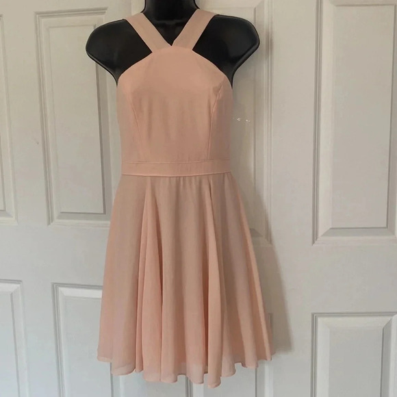 Lulus Forevermore Skater Peach Dress size XS halter neckline bodice - Picture 7 of 10